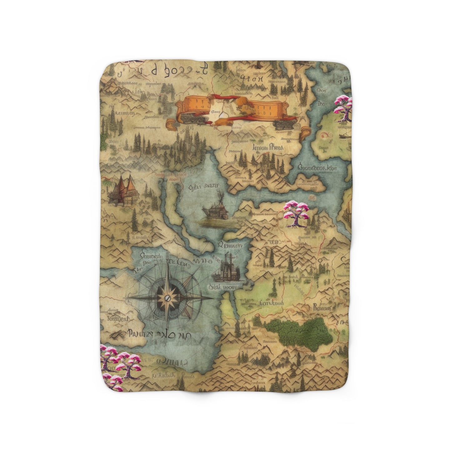 Old Treasure Map, Old World Map, Old Style Map, Sherpa Fleece Blanket
