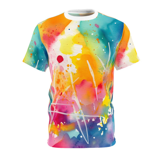 Abstract Style, Colors Design, Colorful Background, Paint Splash, Unisex Cut & Sew Tee