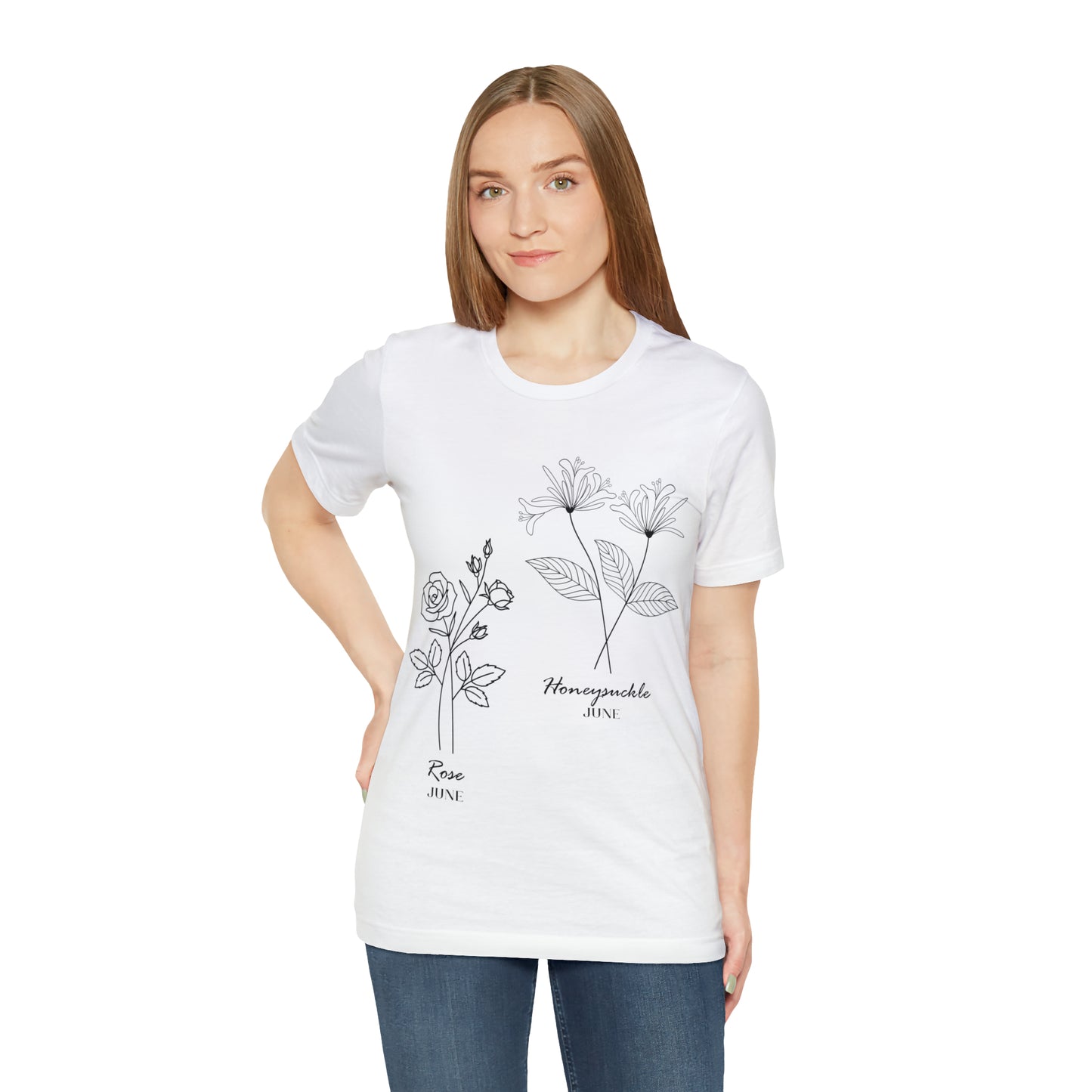 Flowers and Moths Style, June, Unisex Jersey Short Sleeve Tee