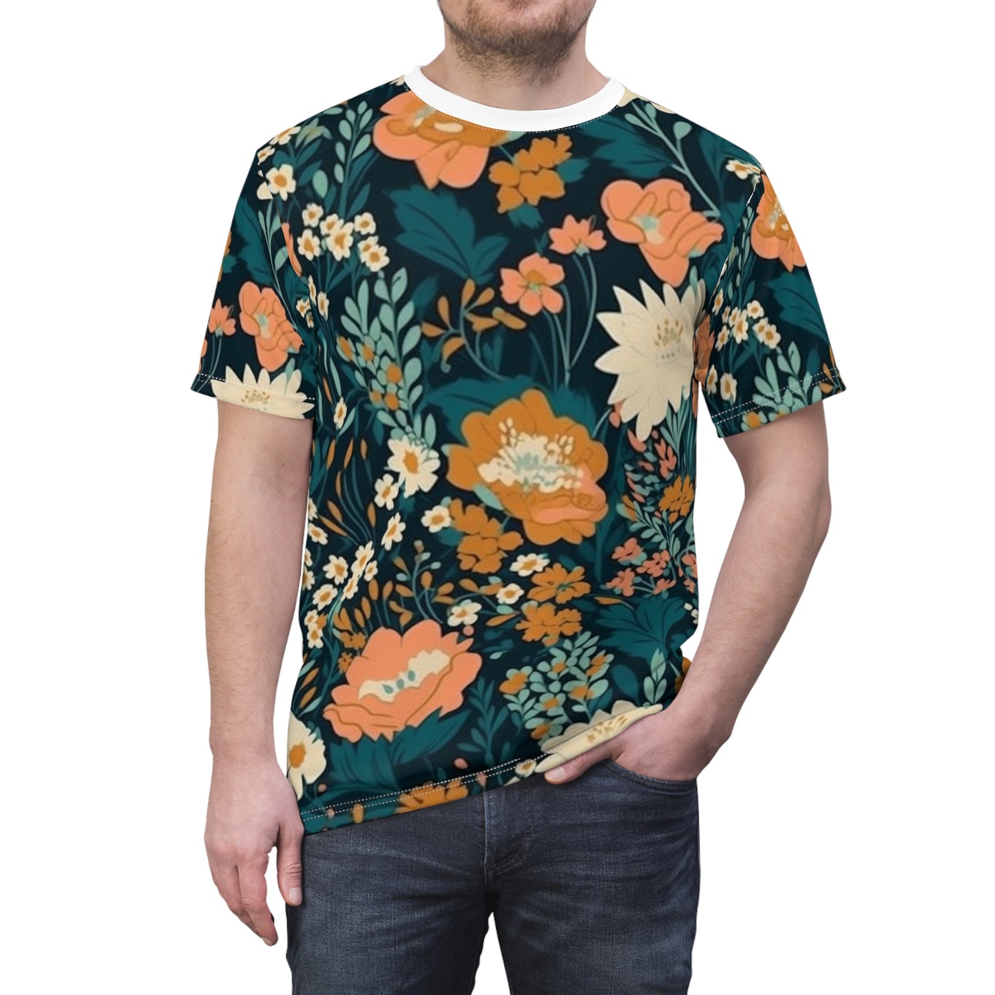 Floral Design, Abstract Style, Unisex Cut & Sew Tee