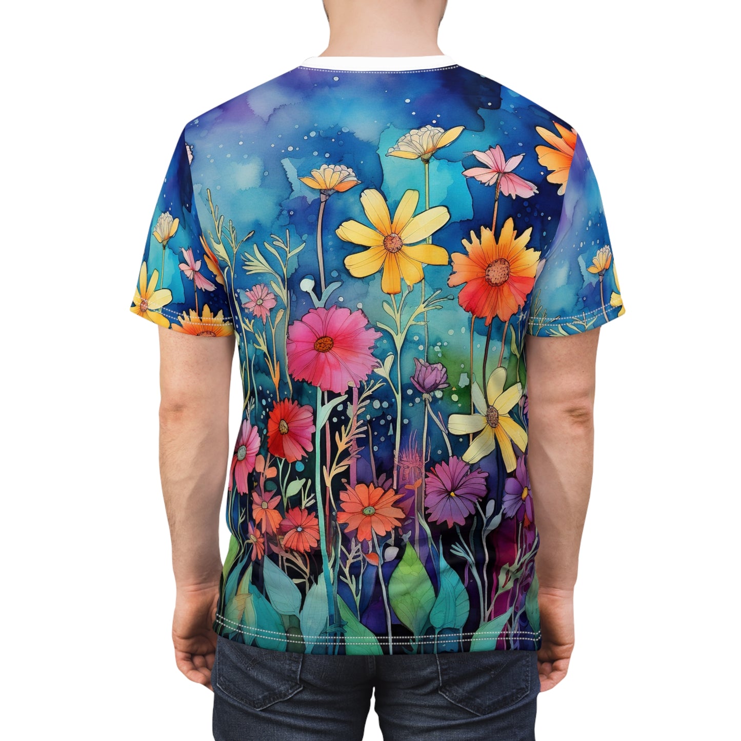 Floral Design, Wild Flowers Filed, Abstract Style, Unisex Tee