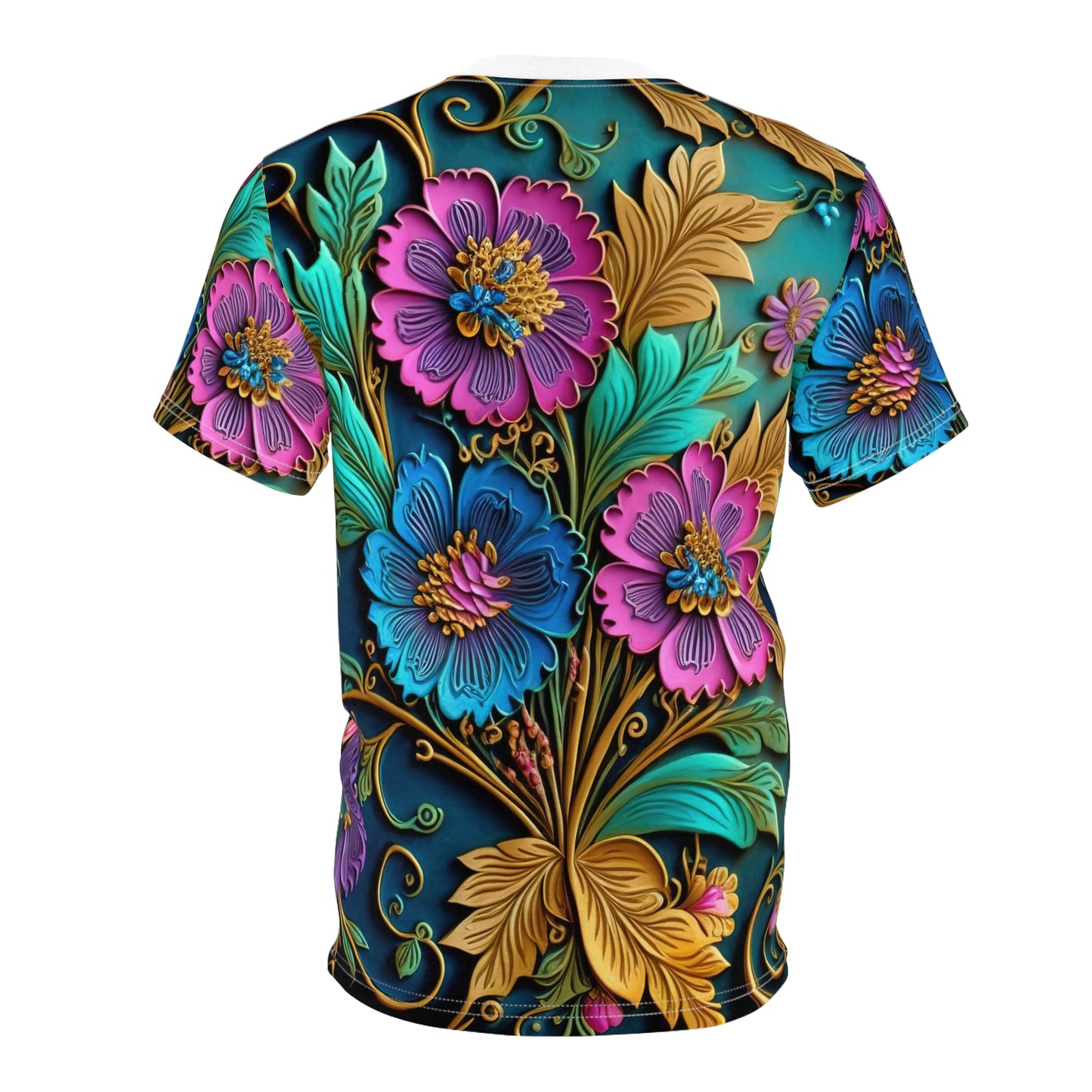 3D Floral Design, Abstract Style,  Unisex Cut & Sew Tee