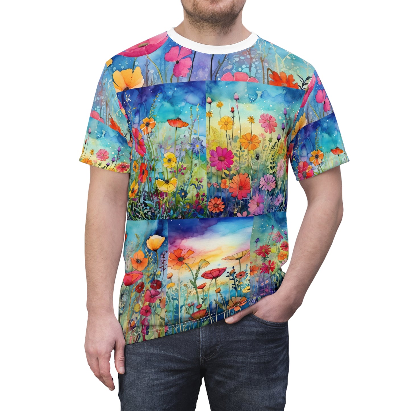 Floral Design, Wild Flowers Filed, Abstract Style, Unisex Tee