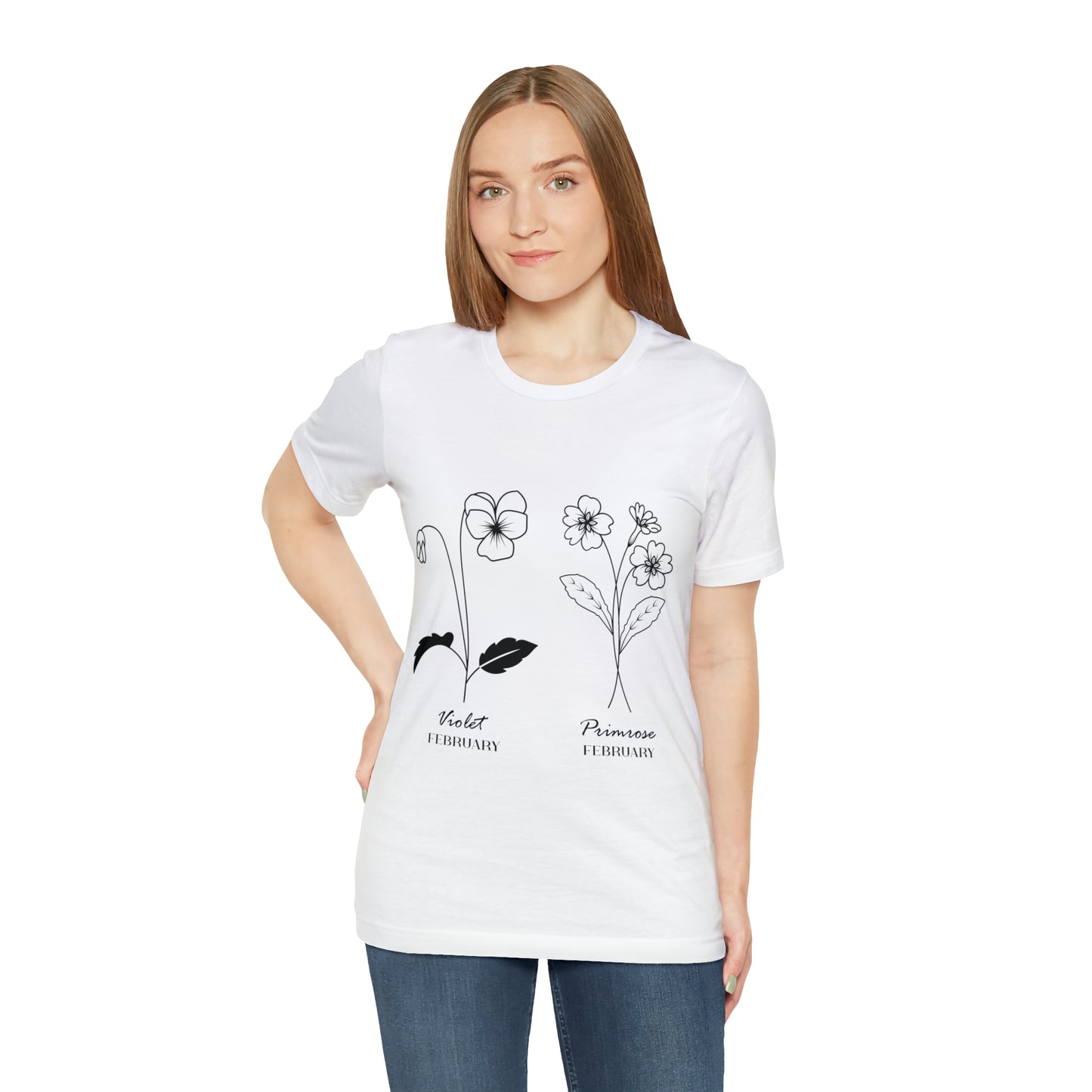 Flowers and Moths Style, February, Unisex Jersey Short Sleeve Tee