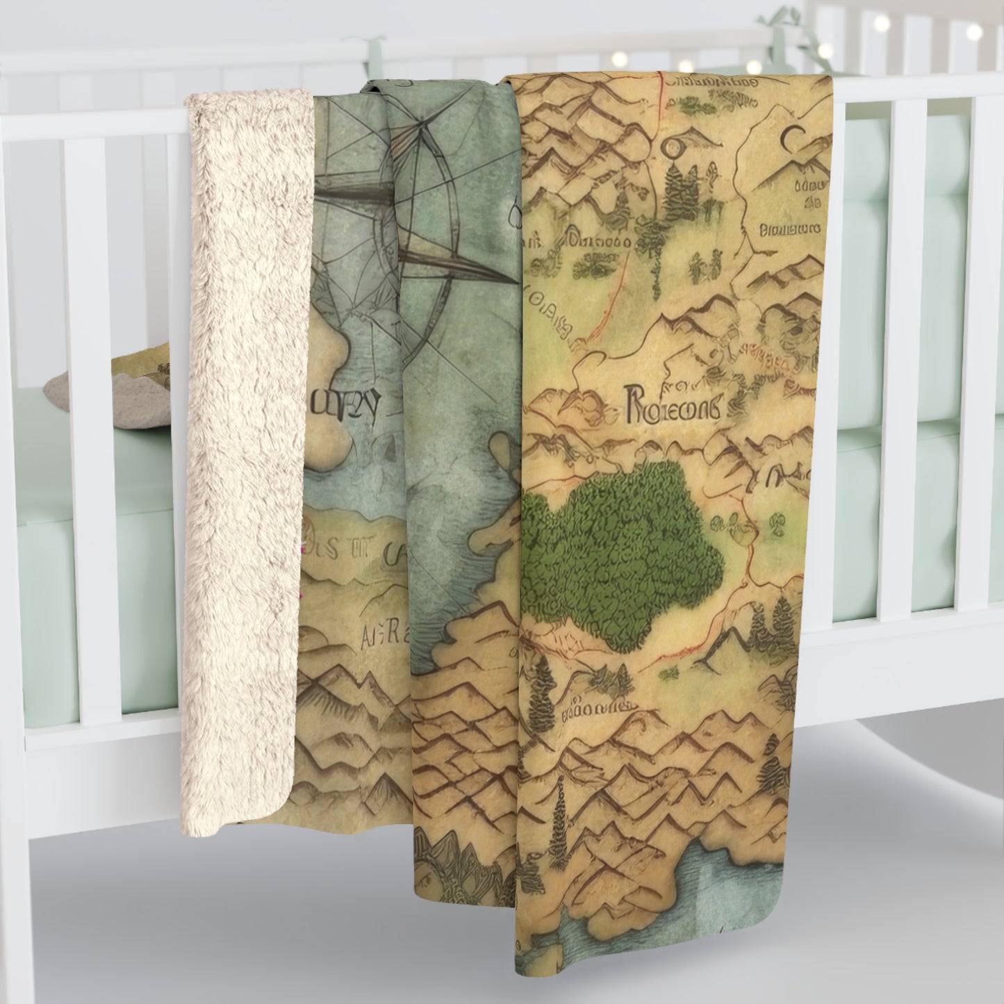 Old Treasure Map, Old World Map, Old Style Map, Sherpa Fleece Blanket