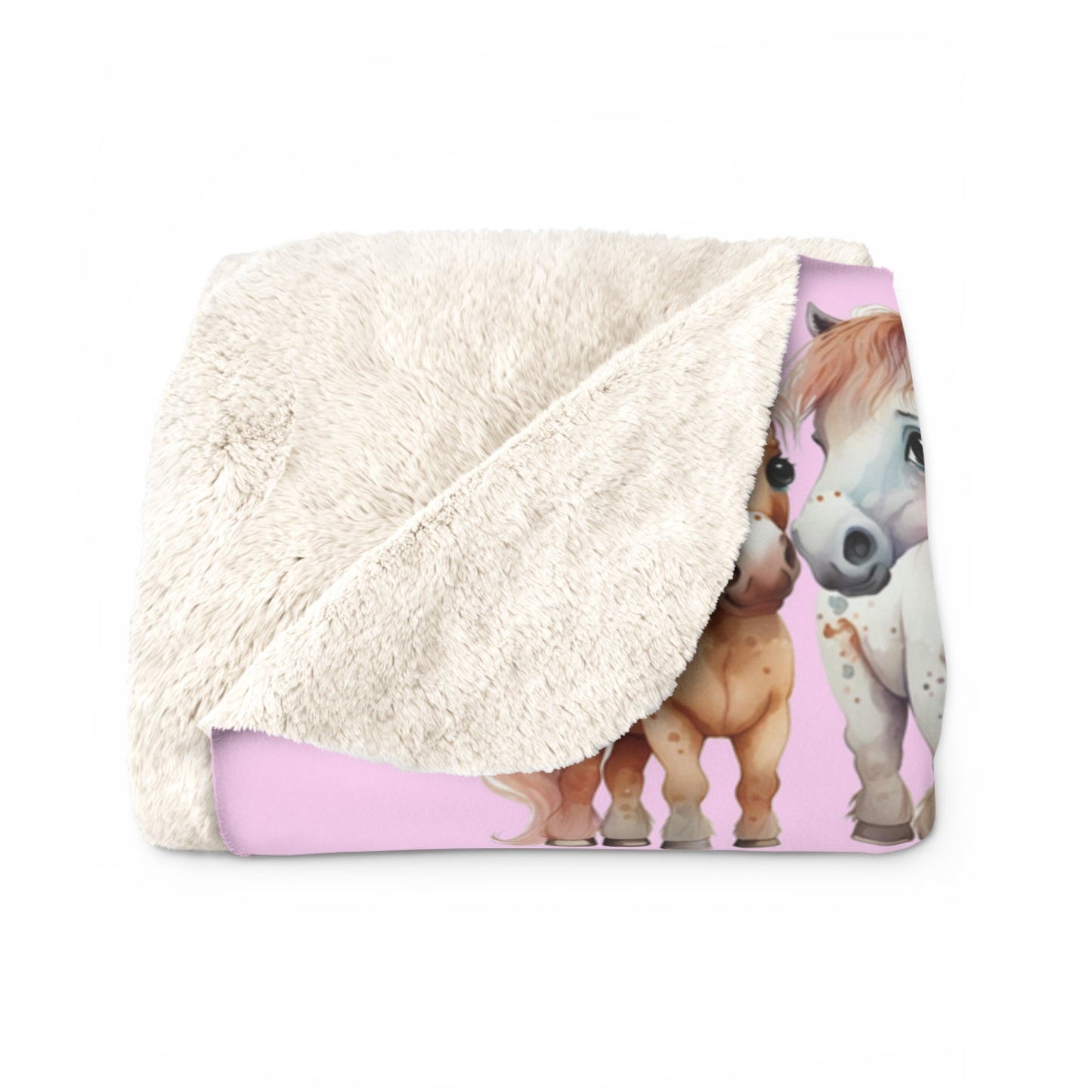 Sherpa Fleece Blanket, Cute Pony, Horse Art