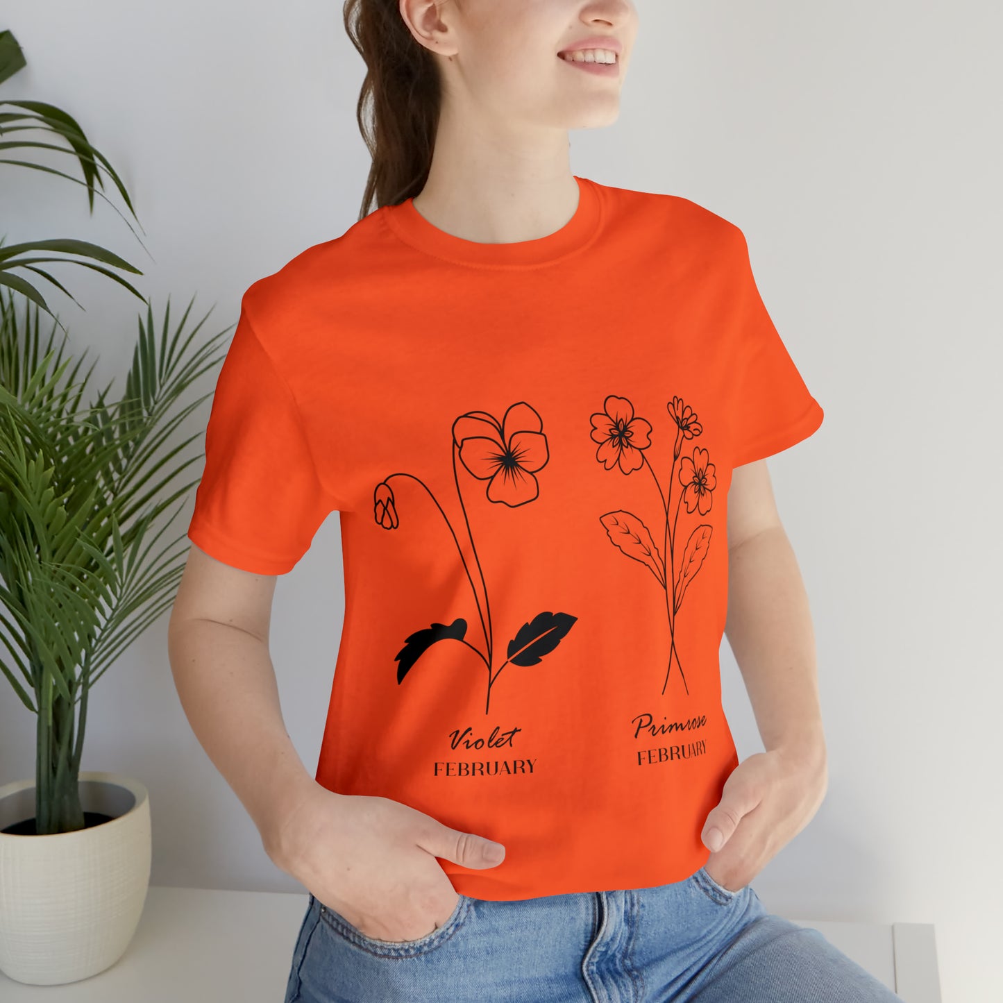 Flowers and Moths Style, February, Unisex Jersey Short Sleeve Tee