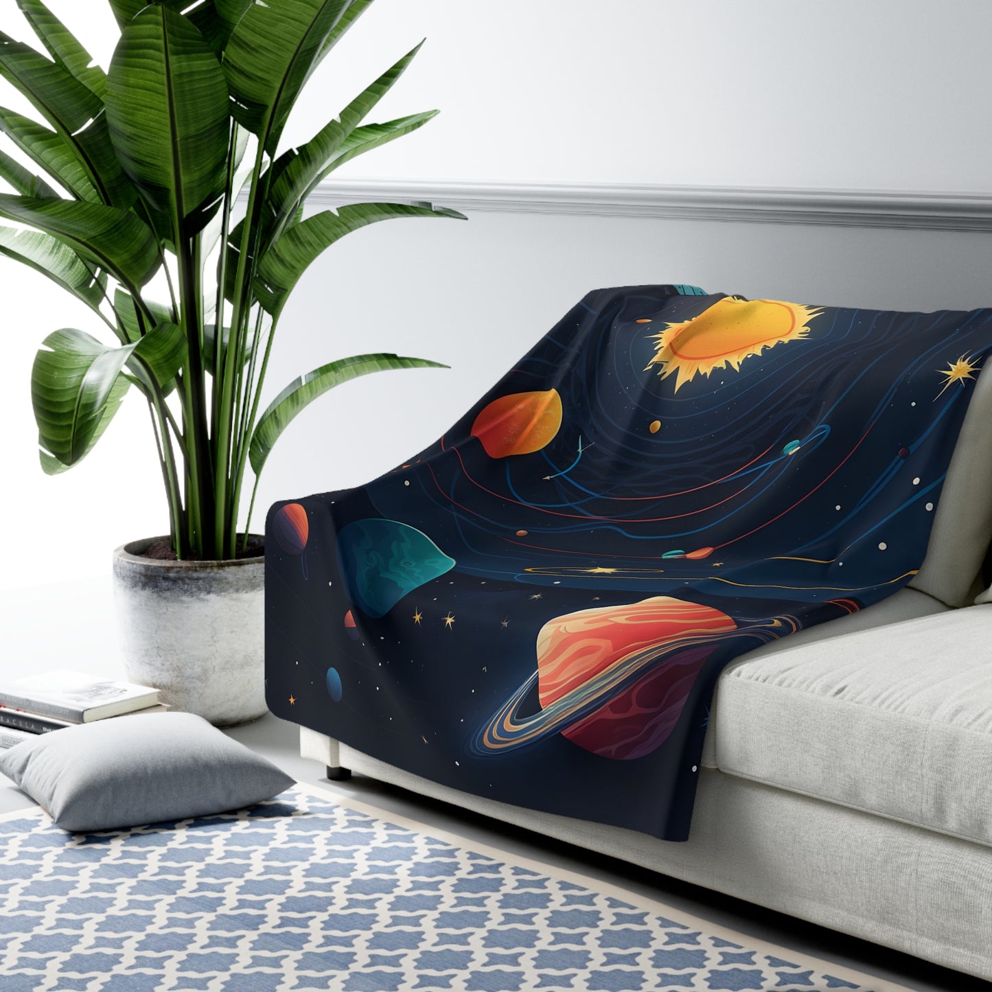 Solar System, Space Planets, Mars, Sherpa Fleece Blanket
