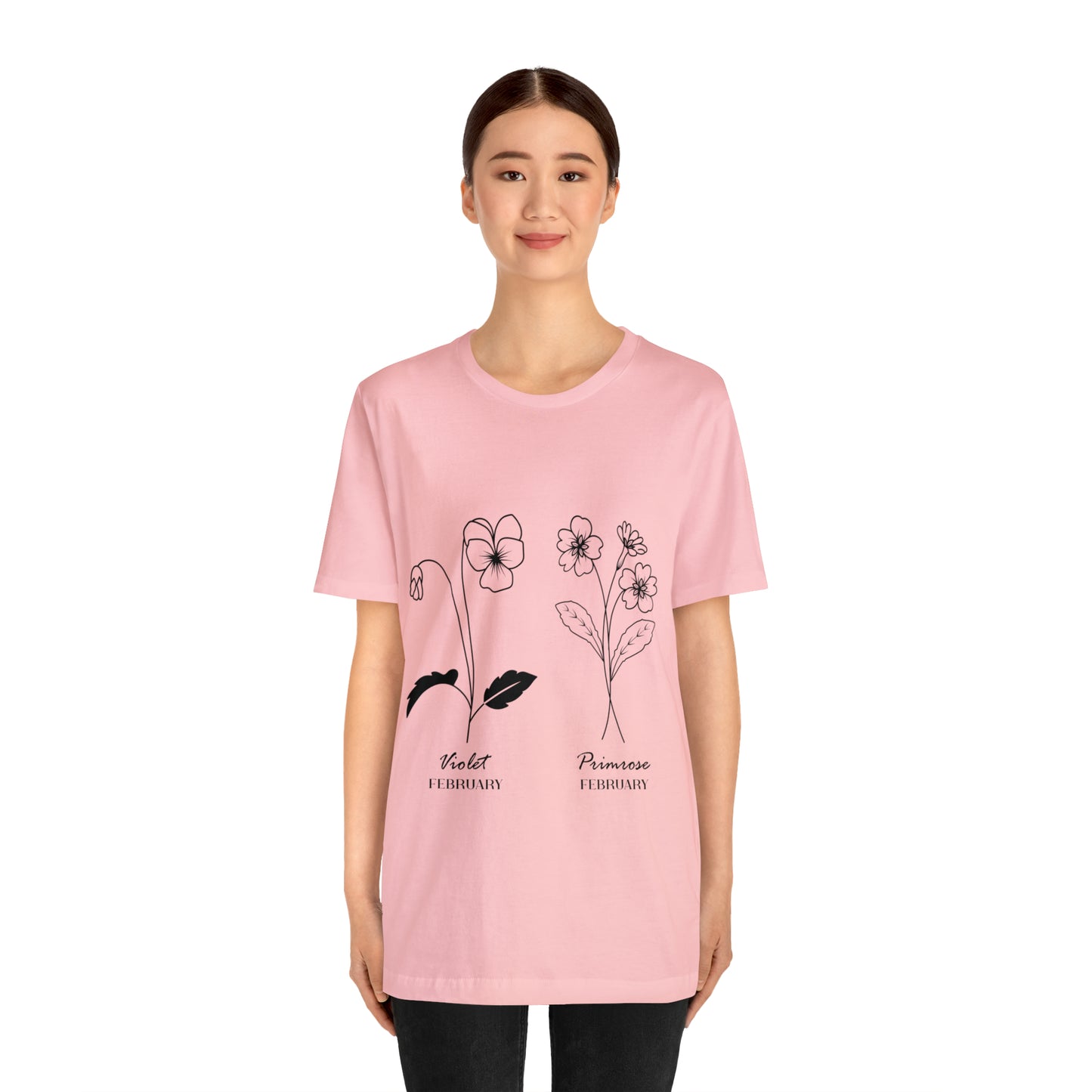 Flowers and Moths Style, February, Unisex Jersey Short Sleeve Tee