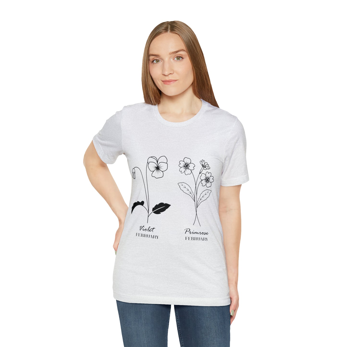 Flowers and Moths Style, February, Unisex Jersey Short Sleeve Tee