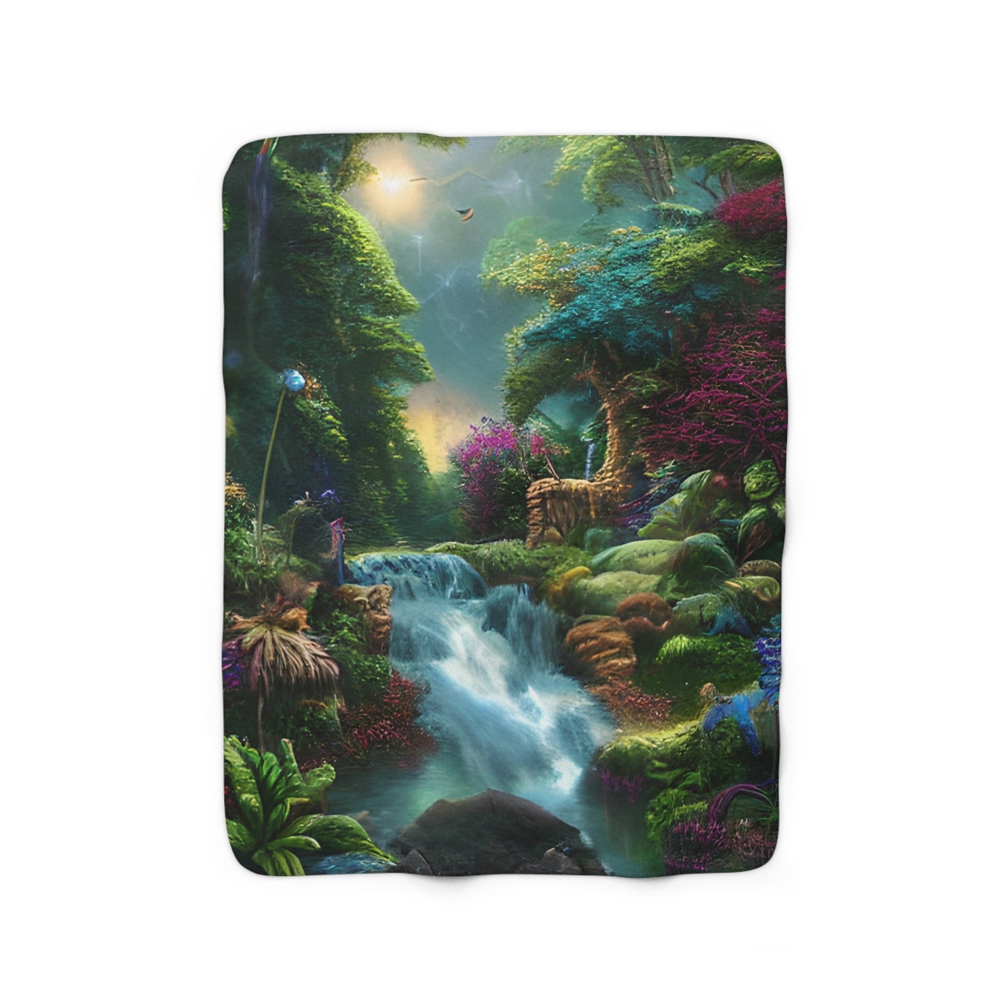 Sherpa Fleece Blanket, River and Forest, Abstract Art