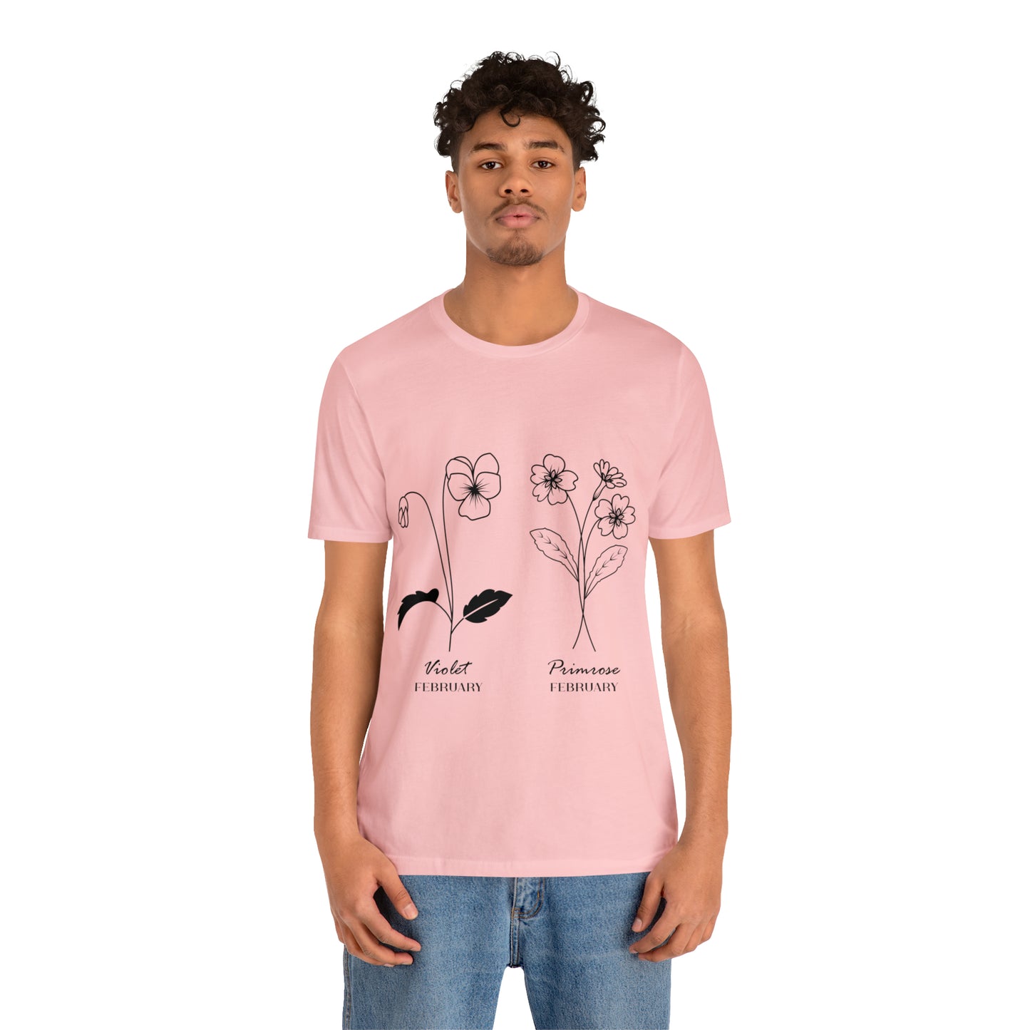 Flowers and Moths Style, February, Unisex Jersey Short Sleeve Tee