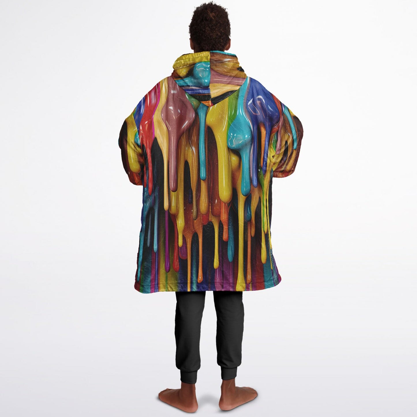 Youth Reversible Snug Hoodie, Paint Drips, Fruits Design, Abstract Art