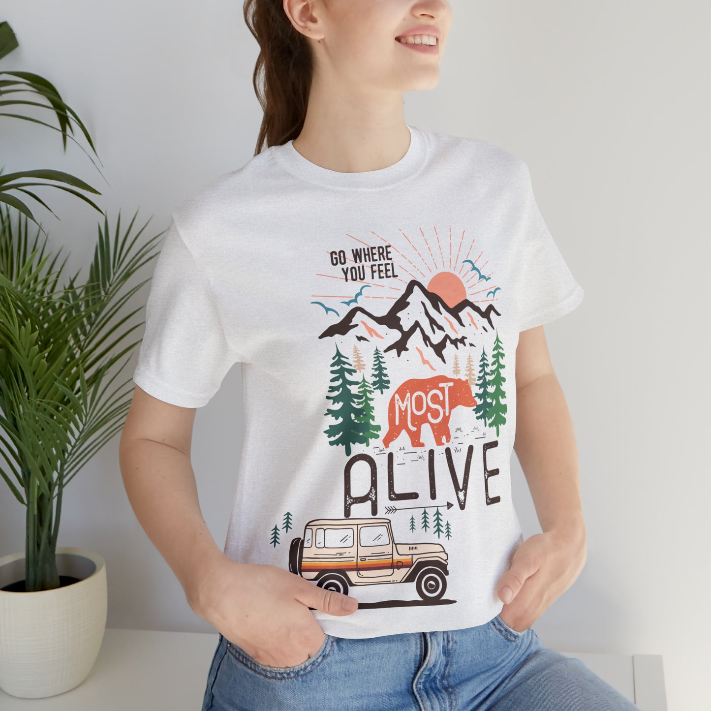 Camping Life, Outdoors, Woods and Mountains, Unisex Jersey Short Sleeve Tee