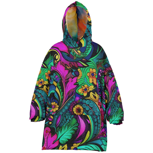 Youth Reversible Snug Hoodie, Abstract Art, 3D Floral Design, Floral Art