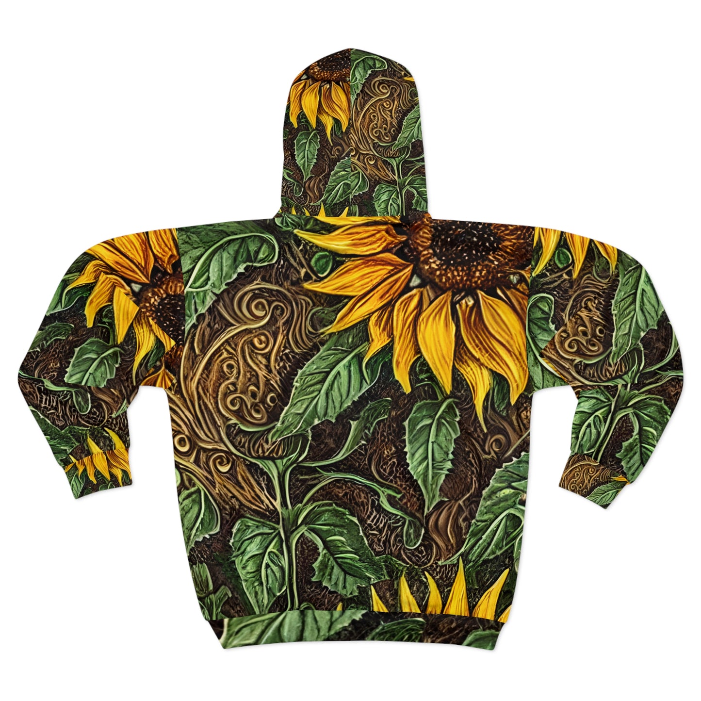 Floral Style Hoodie, Abstract Style Hoodie, Sunflower Hoodie, Unisex Zip Hoodie