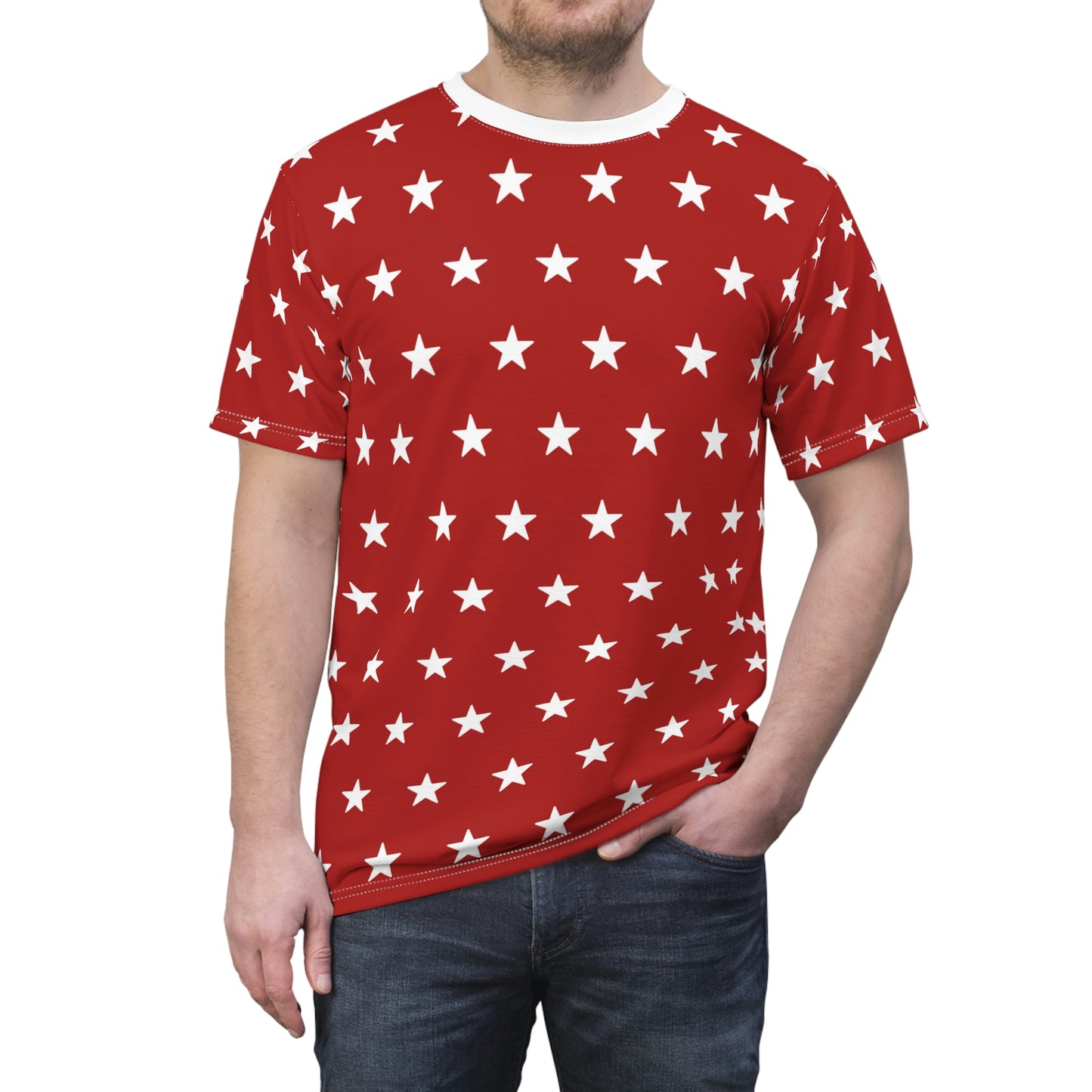 4th of July Style, Abstract Style, white Stars, Unisex Cut & Sew Tee