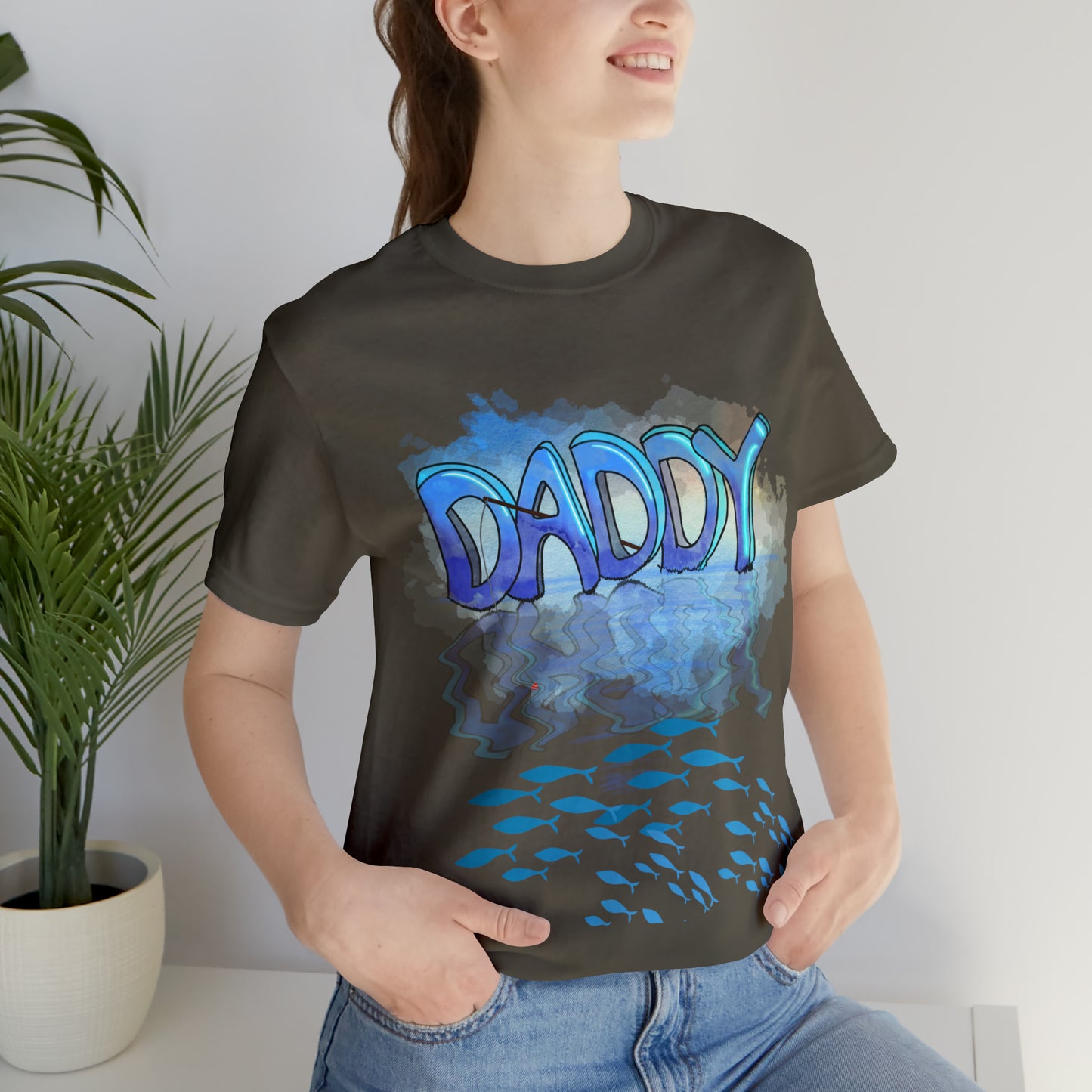 Daddy Fishing, Father's Day, Unisex Jersey Short Sleeve Tee